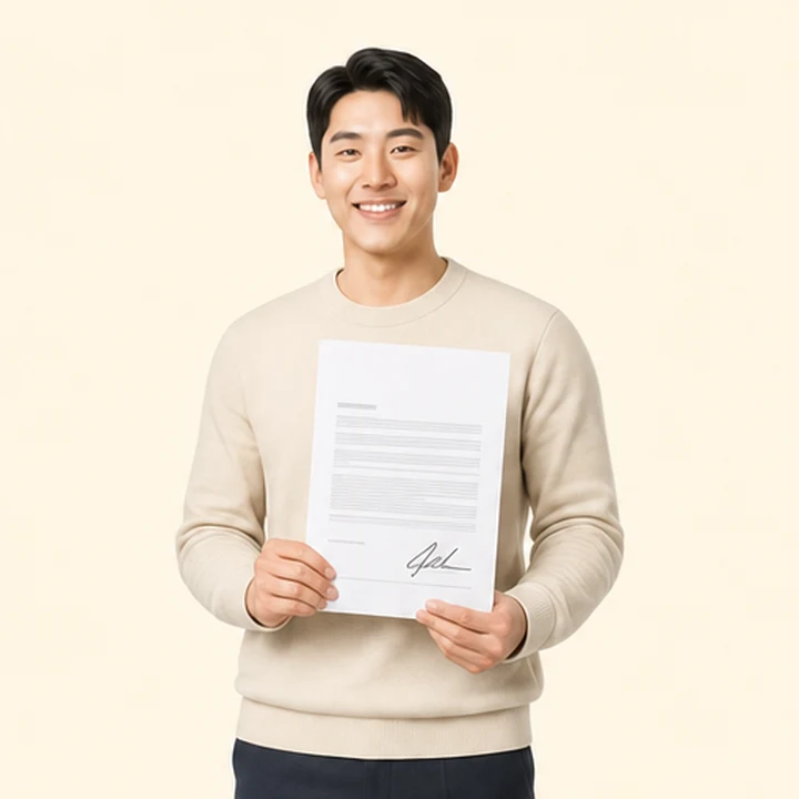 개인회생중 장기렌트 서면 견적서를 들고 있는 고객